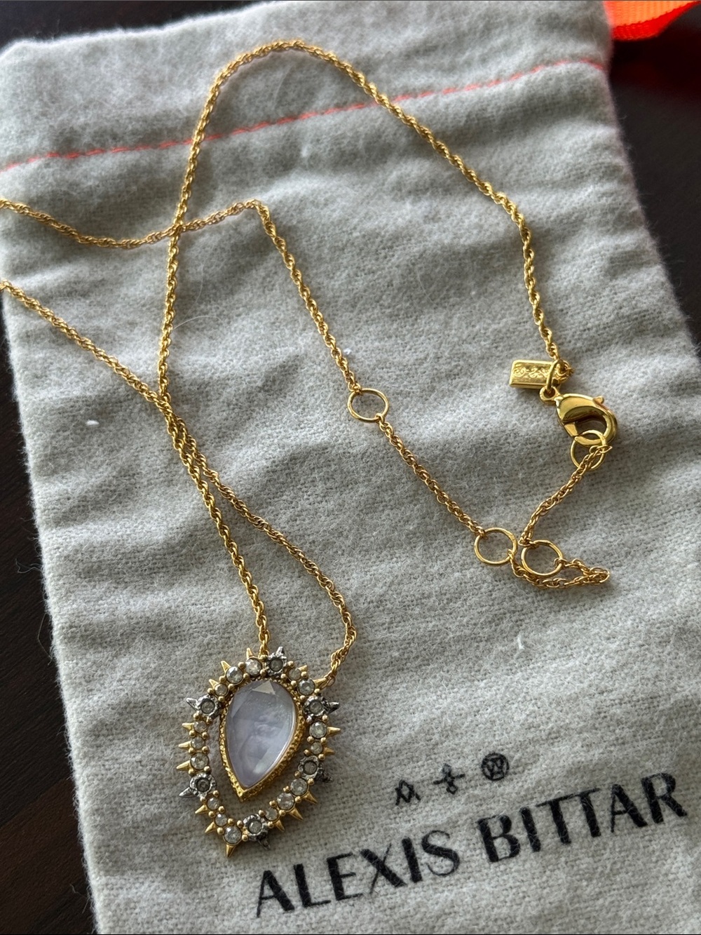 Alexis Bittar Gold Chain Necklace with Teardrop Pendant